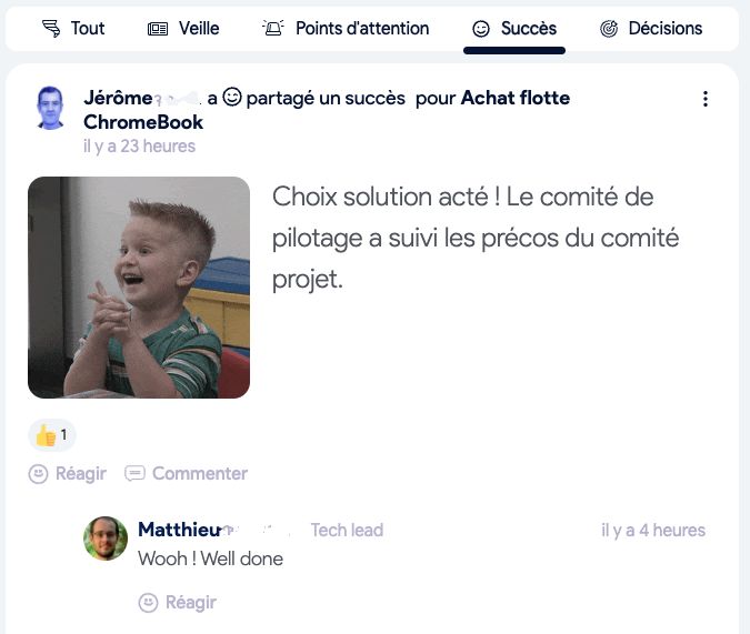 usage teams et gif communication projet
