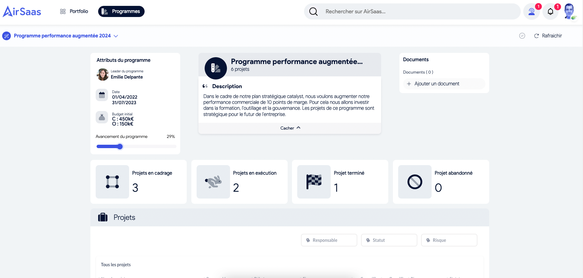 Vue programme AirSaas