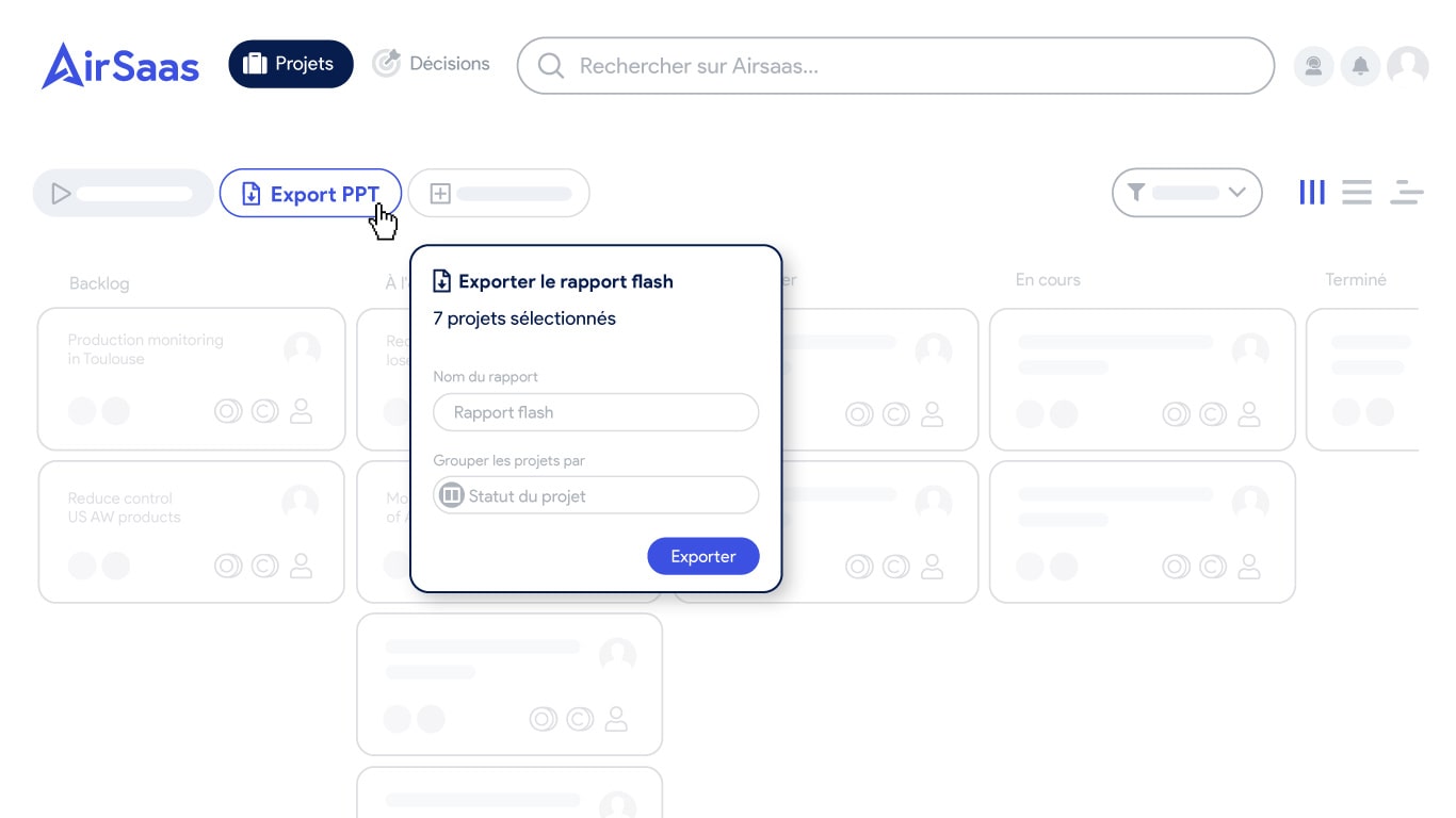 export de la fiche projet