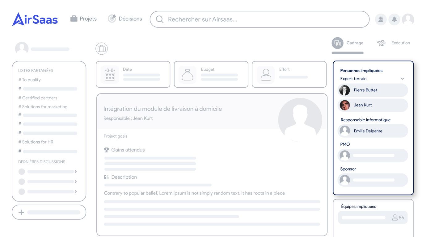Equipes impliquées en mode projet