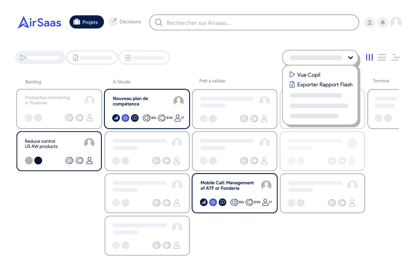 Vue interface AirSaas
