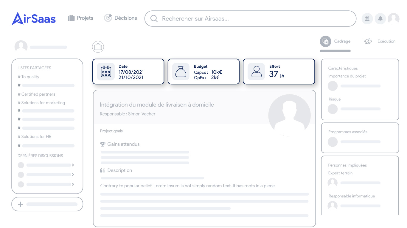 AirSaas project sheet example