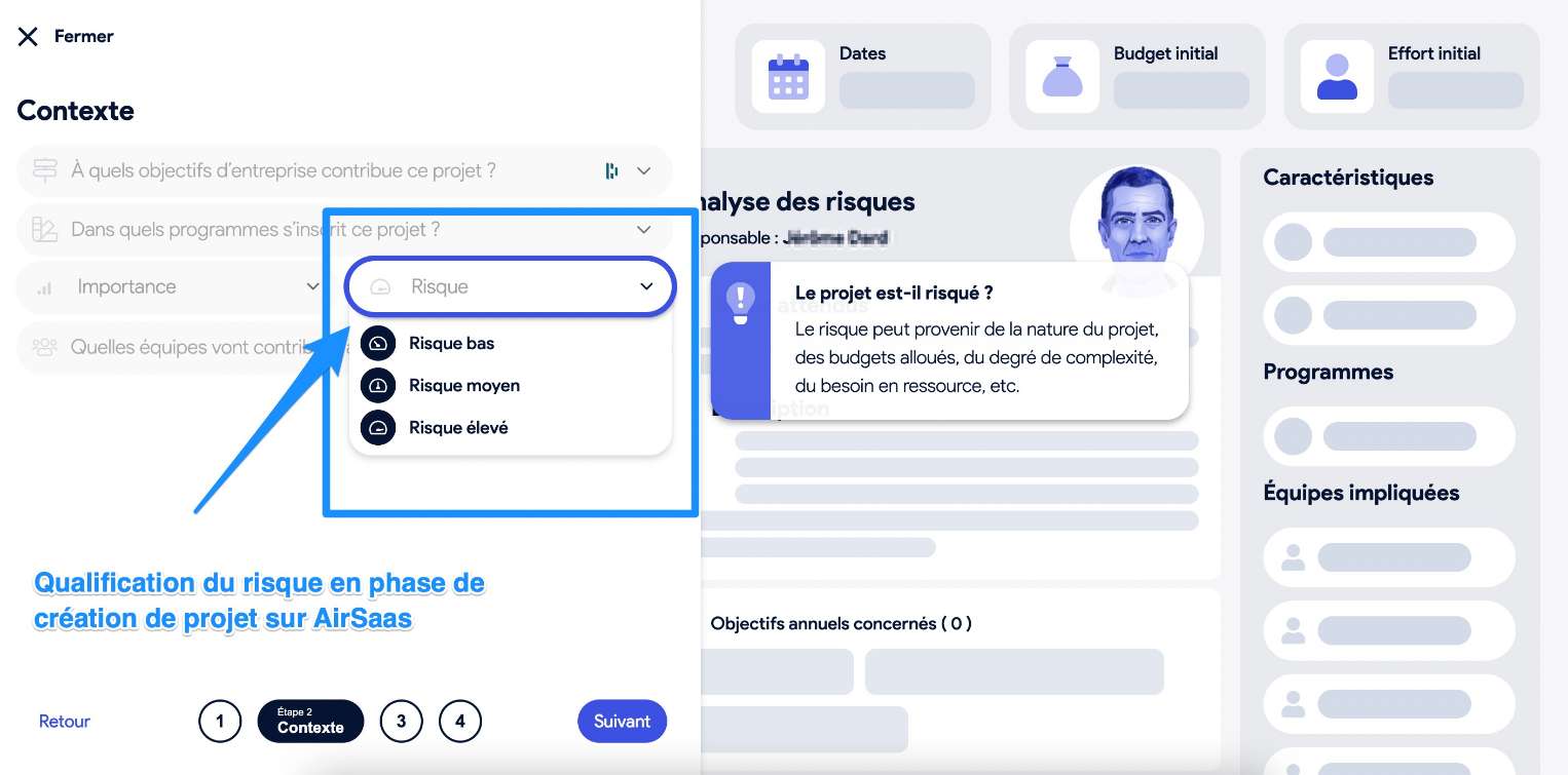 AirSaas screenshot - risk analysis