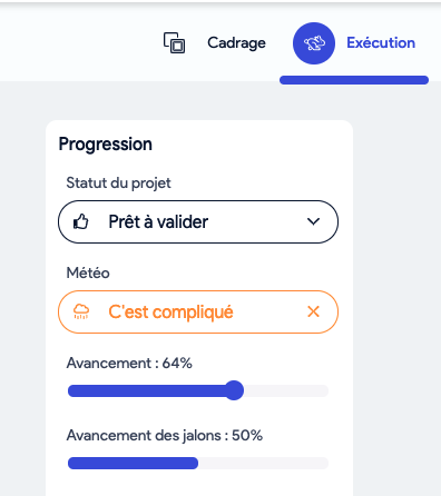 Captura de pantalla de AirSaas - Seguimiento del avance del proyecto
