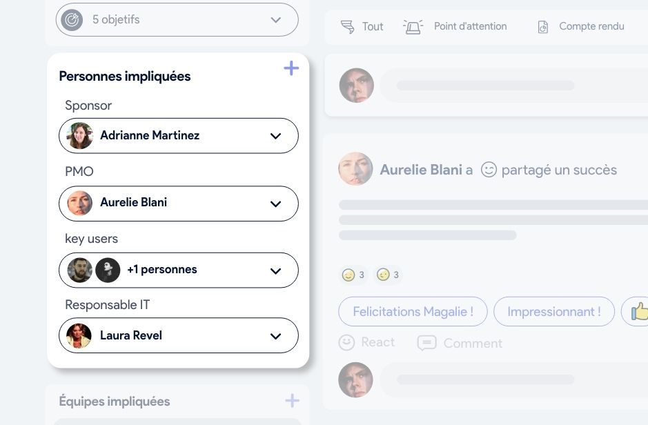 Captura de pantalla de AirSaas — equipos de proyecto