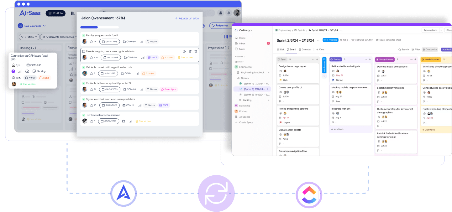 Creación de un proyecto de ClickUp desde AirSaas con un clic
