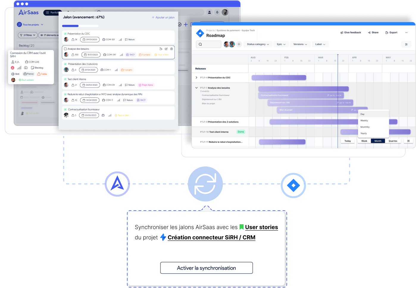 Sincronización automática de los hitos de AirSaas hacia los proyectos de Jira