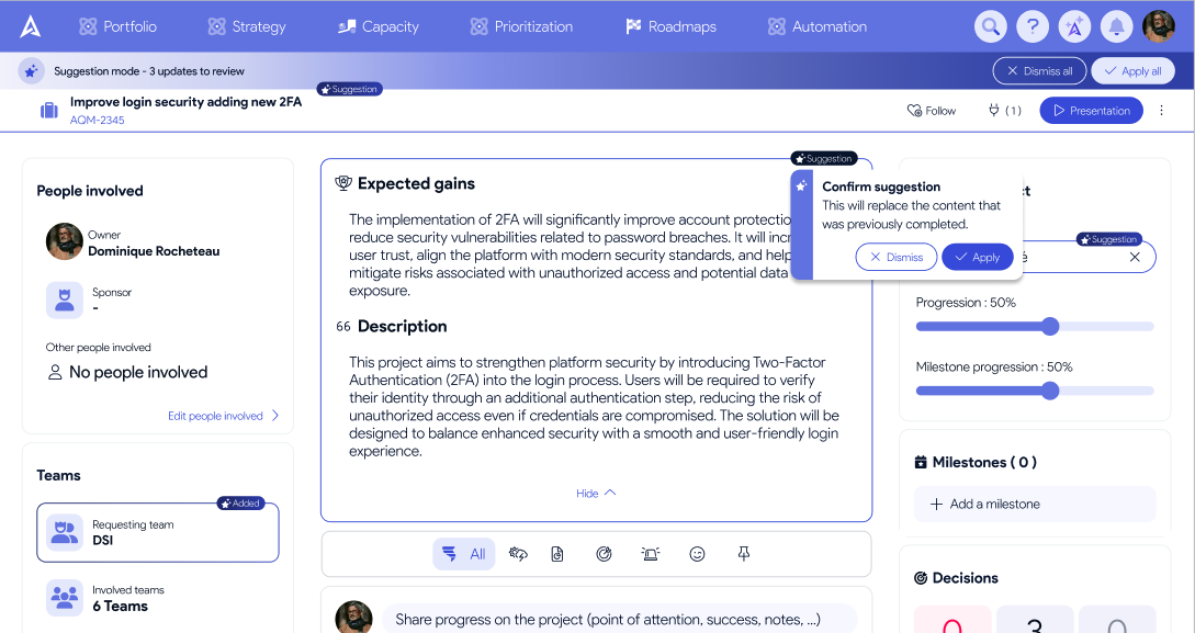 Capture produit AirSaas — amélioration d’un projet existant avec l’IA