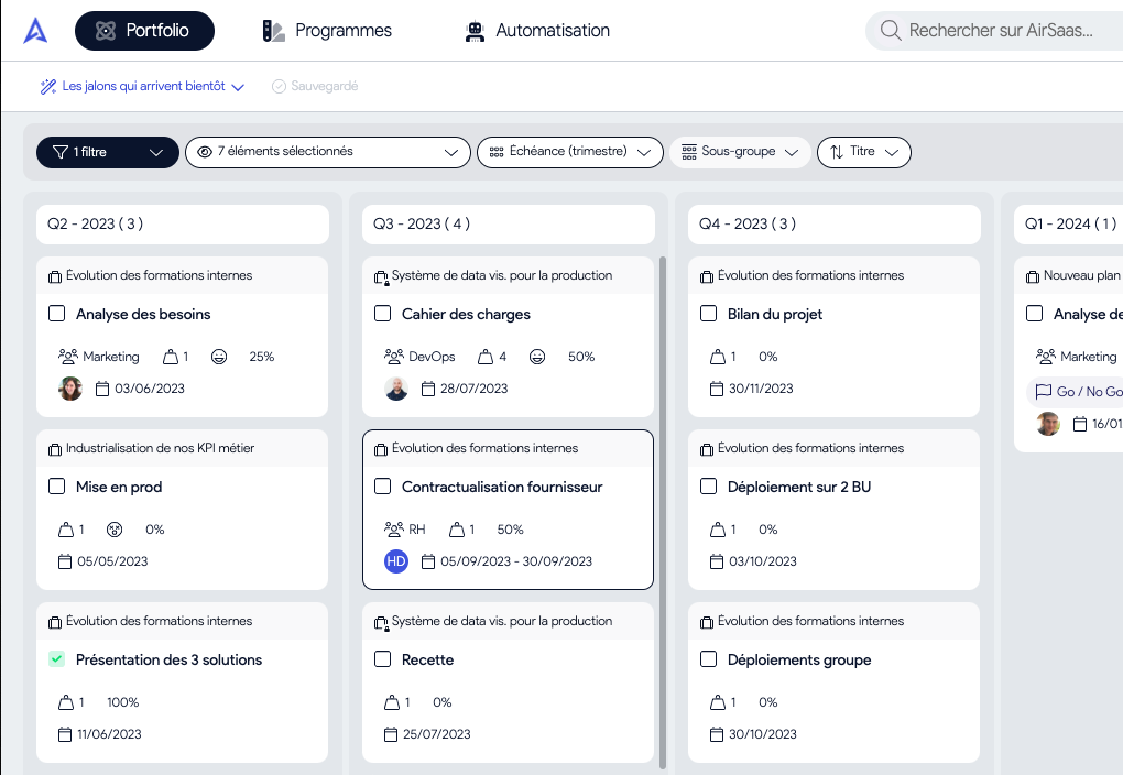 Configurez et sauvegardez vos vues en fonction des scénarios que vous souhaitez suivre !