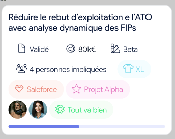 Capture d’écran des acteurs d’un projet mis en avant dans AirSaas