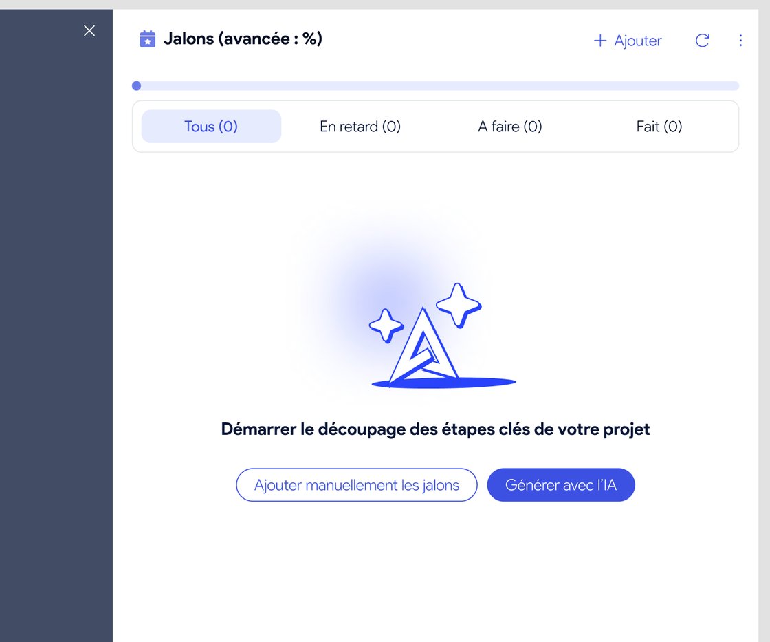 Lâassistant IA proposant le dĂ©coupage des jalons dâun projet sur le quarter