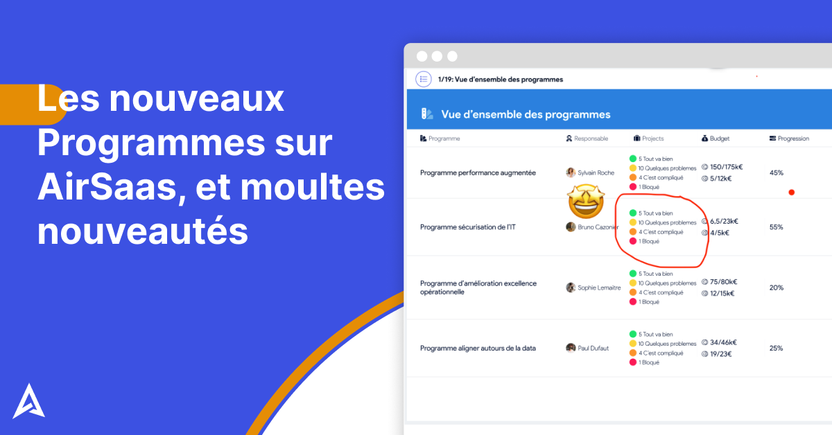 Les nouveaux Programmes sur AirSaas, et moultes nouveautés